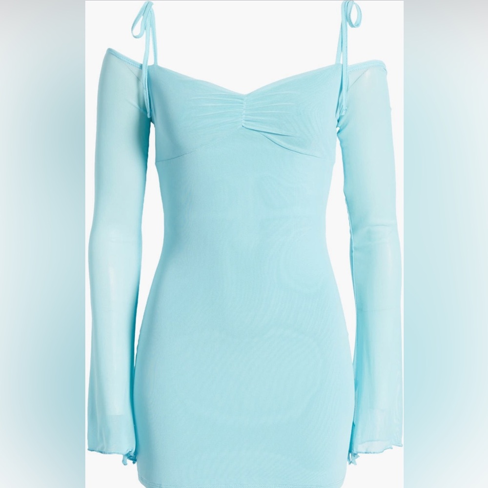 Edikted Ariel Cold Shoulder Long Sleeve Mesh Minidress - Picture 3 of 6